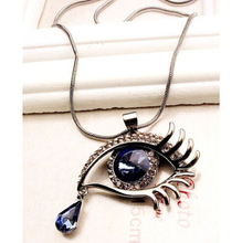 NEW Fashion Exaggerated Crystal Teardrop Eye Sweater Chain Long Necklace Jewelry