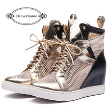 New Arrival Brand 2016 Women Shoes Spring Autumn Casual Fashion Flats High Top Shoes PU Lace up Breathable Wedge Cutout Boots