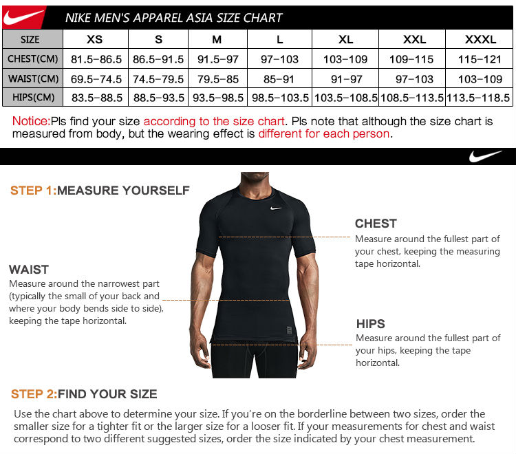 Nike Mens Shorts Size Chart