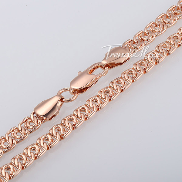7MM Wide Womens Mens Chain Unisex Boys Girls Snail Link Rose Gold Filled Necklace Chain Fashion