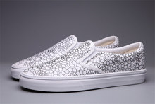 100 Original brand famous designer pu leather women men shoes off unisex the wall sun flower