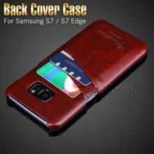 PU Leather Skin Back Hard Case Cover for Samsung Galaxy S7 Edge G9350 Card Holder Vintage Style Phone Cases for Galaxy S7 G9300