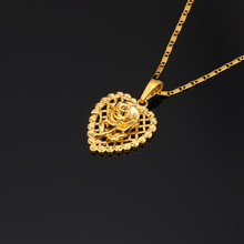 18K Gold Plated Rose Heart Deluxe Trendy Pendant Necklace Chain Luxury Fashion Cute Romantic Women Girl