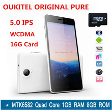 OUKITEL ORIGINAL PURE 5inch MTK6582 Quad Core Android 5.0 Unlocked CellPhone 1GB RAM 8GB ROM 8MP 3G WCDMA Smartphone+16G TF Card