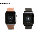 CHIMAERA Black Brown Genuine leather Watch Strap for Apple watch with Black Spring bar adapter Link