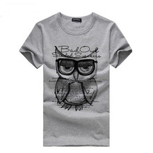 Sanwony New Fashion Men Boy Casual Printing Owl Pattern Short Sleeve Cotton T-Shirt&Tees Men Clothing