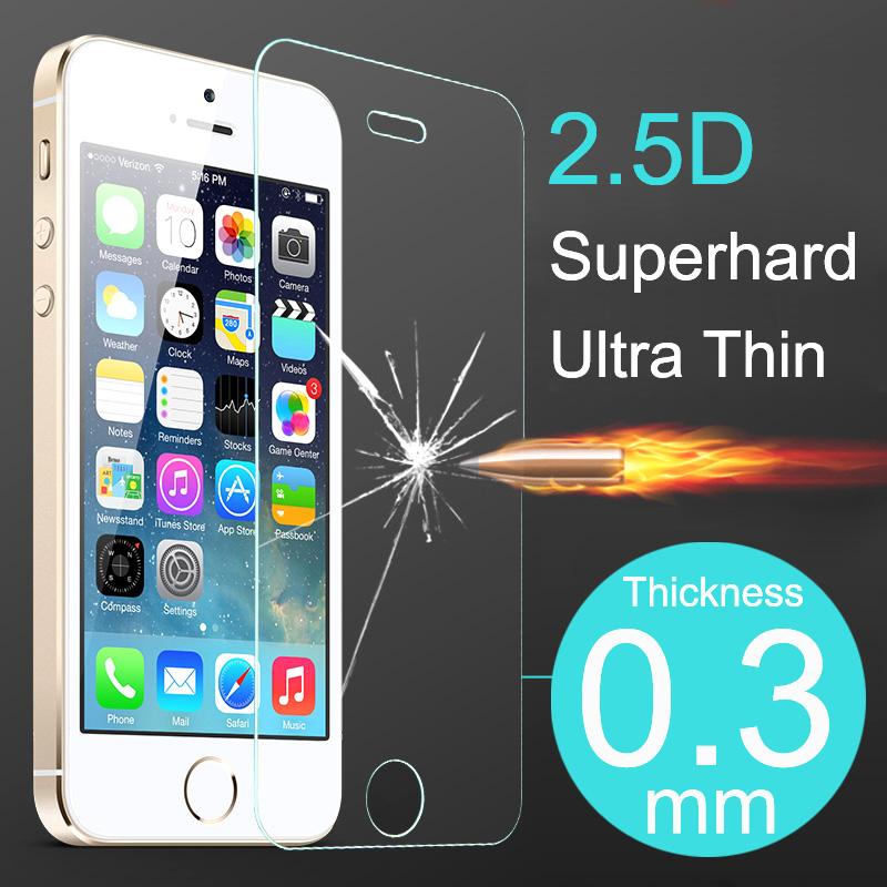 Top Quality Ultra Thin Tempered Glass Screen Protector Case For iPhone 4 4S 5 5S 5C