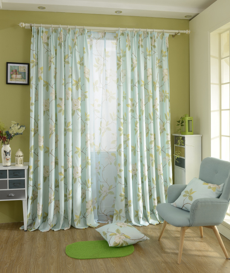 Cortinas de tul con flores de color azul compra lotes baratos de ...
