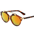 OUTEYE Summer Gafas Oversized Flat Sunglasses Women Ladies Metal Mercury Reflective Sun glasses Eyewear oculos de