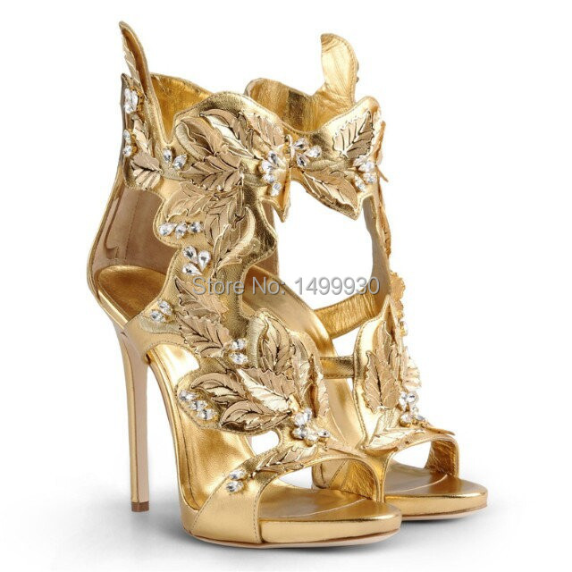 Gold High Heel Gladiator Sandals Elegant Ladies Rhinestone Diamonds ...
