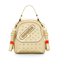 Trendy New Front Flap Pocket Occident Style Backpack Fashion High Quality Hand Bag Rivets Shoulder Bag