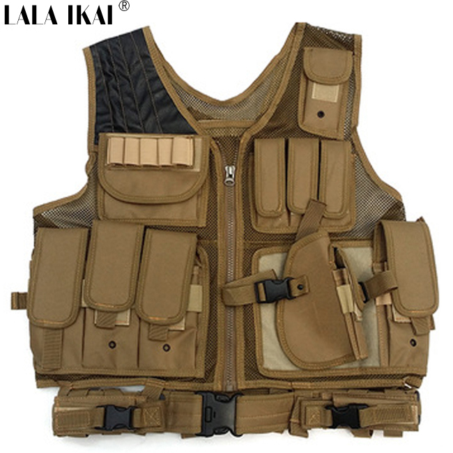 IKAI Military Vest Tactical Field CS Outdoor Vest Polyester Breathable Swat Tactical Vest Hiking Trekking Army Vest HMT0009-2
