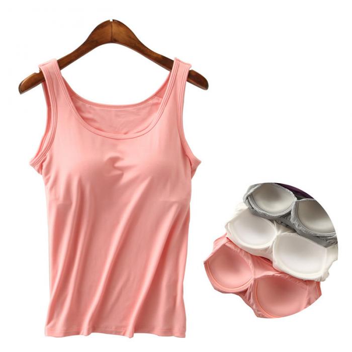 Hot Women Vest Tank Top With Built In Bra Spaghetti Strap Padded Camisole  Tanks CGU 88 From Fabian05, $27.61