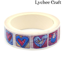 Lychee Craft Paper Tape Love Heart Washi Tape DIY Scrapbooking Decor Art Wall Paper Sticker Gift Packing Decorative