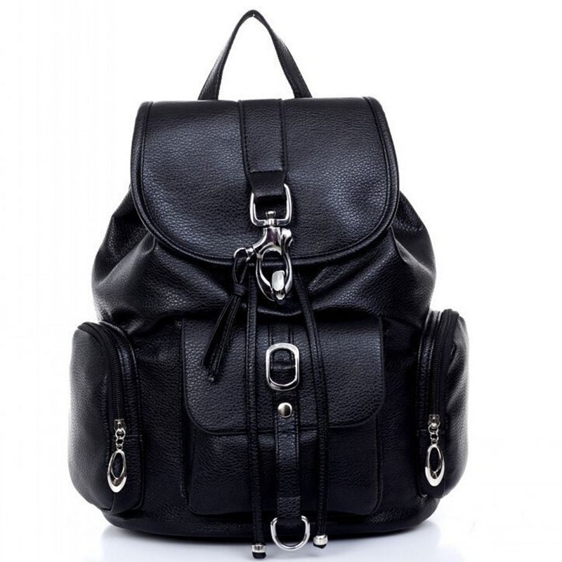 2015 Fashion Women Backpack Leather Black Shoulder Bag School Bags For Teenagers Girls Travel Hiking bagpack Waterproof  L7-1199