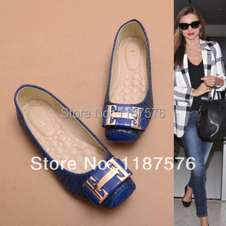 2014 Europe big love decorative metal buckle snake square flat comfortable large size shoes women's flats heel shoes size 35-41