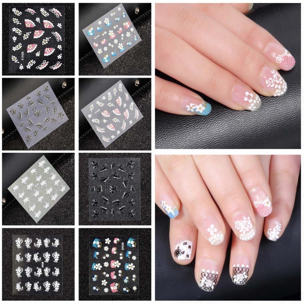 NEW Fashion 50 Sheet 3D Mix Color Floral Design Nail Art Stickers Decals Manicure Beautiful Fashion
