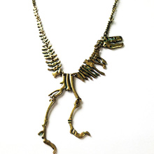2015 Fashion Jewelry Gothic Tyrannosaurus Rex Skeleton Dinosaur Pendant Necklace Gold Silver Chain Choker Necklace For