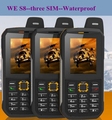 Original Waterproof phone WE S8 Power Bank GSM Senior old man IP68 Rugged shockproof cell three