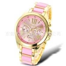 Venta al por mayor marca de lujo dorado ginebra hombres reloj de cuarzo analógico reloj de acero lleno del reloj del Relogio Masculino Feminino regalo