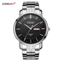 Longbo Brand Lovers Simple Stainless Steel Watch Men s Calendar Waterproof Business Wristwatch Women Dress Watch