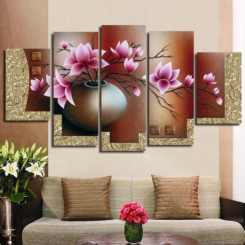 hand-painted oil wall art Purple flowers water side home decoration abstract Landscape oil painting on canvas FL5-093