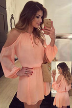 10% de descuento a estrenar de la manga larga Bare gasa Mini vestido LC22418(China (Mainland))