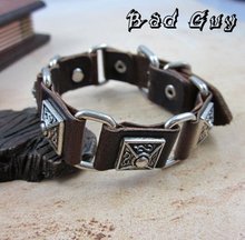 sl137/leather bracelet,high quality cowhide,vintage cowhide metal bracelet,Gothic Style,fashion jewelry,100% genuine leather