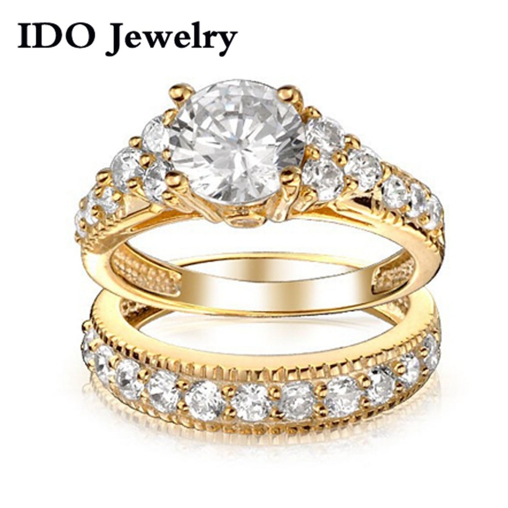 0 : Buy New Fashion jewelry Wholesale Wedding Ring set 18K Yellow Gold Plated Ring ...