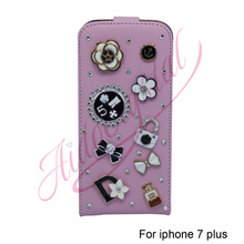 Aidocrystal Pale pink Leather Vertical Flip Magnet Cover Cell Phones Bag Case Accessories For iPhone 7 plus Mobile Phone Case