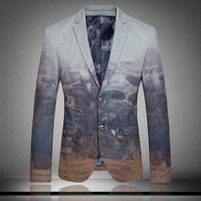 New winter High quality men blazer slim fit 2015 men suit flower color matching leisure jacket