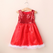 High Quality Baby Girl Toddler Wedding Sundress Red Sequin Sleeveless Party Dress