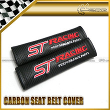 Hot New 2pcs ST RACING Carbon Seat Belt Cover Shoulder Pad FOR FORD FOCUS MUSTANG