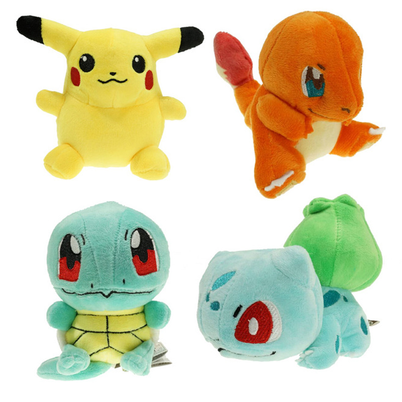 4PCS lot Pokemon Game toy plush Toy Pikachu & Squirtle