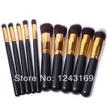 XCSOURCE Fashion Black with Gold Color 10PCS Pro Makeup Brush Concealer Eyeshadow Brushes Cosmetic Powder Tool