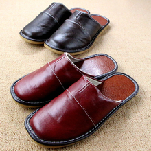 Summer/spring Genuine Leather Couples Slippers Men Woman Indoor Slipper Home Shoes Floor Pantufas Thick Sole Pantoufle Pantuflas