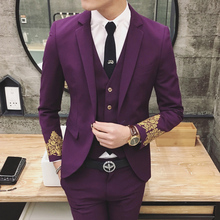 Terno Masculino Business Blazer Suits 2016 Wedding Club Suits For Man Fashion Jacquard Men Suit With Groom Jacket+Pant+Vest