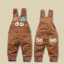 Spring autumn new boys and girls cartoon owl overalls kids casual corduroy overall trousers baby denim overalls children pants