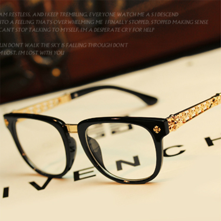 Fashion Brand Hollow Out Flowers Metallic Glasses ...