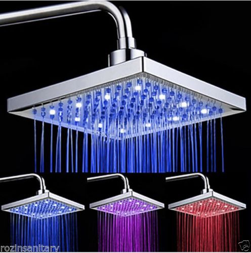 Luxury Chrome Finish LED Rainfall Shower Head Rectangular Waterfall Shower Head