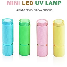LKE 1pc Mini 9 LED uv Gel Curing Lamp without battery Portability Nail Dryer LED Flashlight