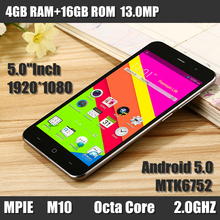 Original Smartphone 3G M10  MTK6752 Octa Core2.0 5.0 Inch 1080P 4GBRAM 16GB ROM Dual Sim 13.0MP Camera android cell Mobile Phone