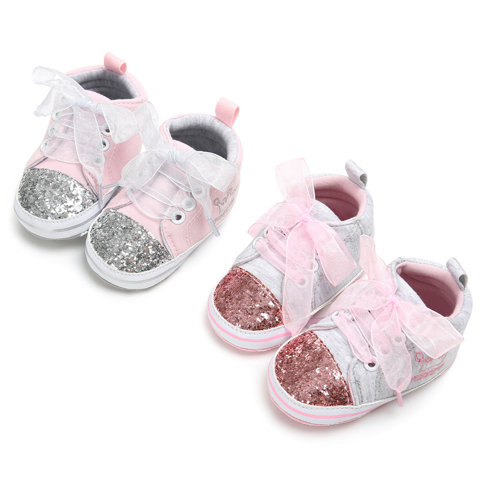 Toddler Infant Baby Kid Girl Boys Bandage Shoes Sequins First Walkers Shoes