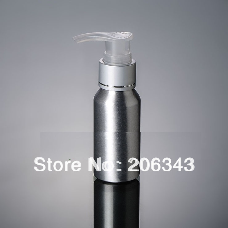 100pcs 100ml Aluminium bottle pump  bottle with transparent pump