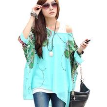 2016 Summer Chiffon Tops Tees Ladies Elegant Floral Print Casual Loose font b Blouses b font
