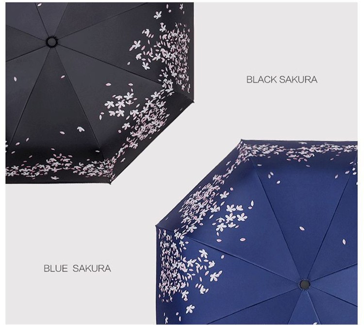 Creative Sakura Girls Folding Umbrella Sunscreen Vinyl blue black sunshade women\'s umbrella Japanese umbrella HI03 (3)