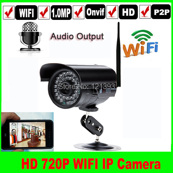 Wireless 720p HD 1 0MP onvif wifi audio outdoor home security IR p2p 3 6mm lens