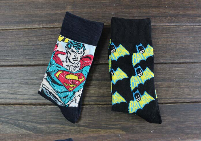 6pcs 3pair 1 LOT Cartoon superheroes DC male socks combed cotton socks superman Batman socks crew