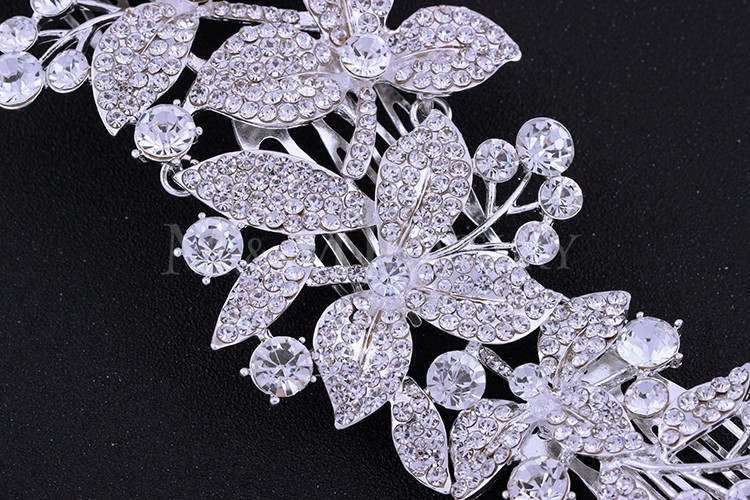 2015 New Floral Crystal Bridal Hair Combs Bridal Hairpins Hairstyle Braider Tiara Hair Jewelry Wedding Accessories FS044