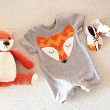 Summer 2016 Newborn Baby Boys Girls Cute Fox Romper Outfits Clothes 0-24M Cotton